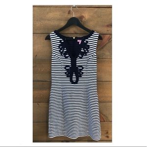 Lilly Pulitzer sheath dress (navy and white) with rope detailing